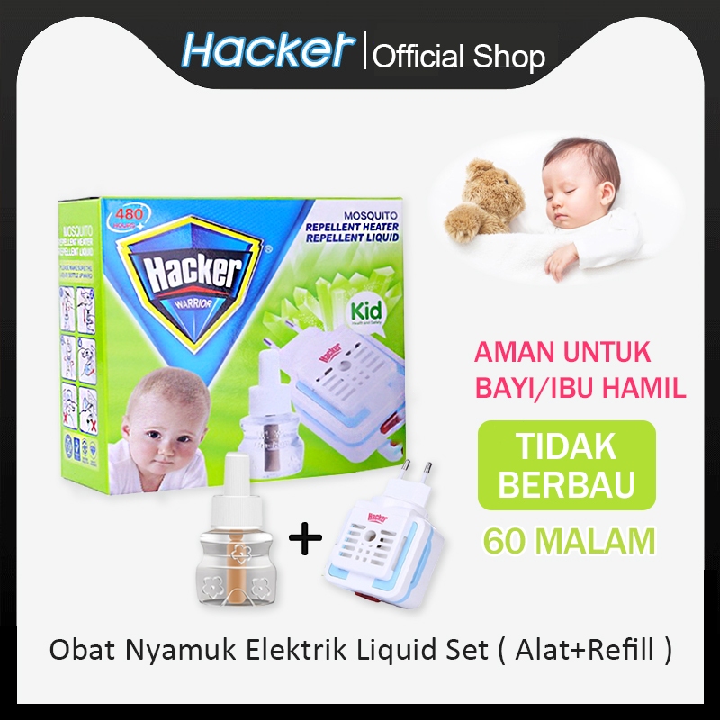 ( Alat+Refil )Hacker Nyamuk Bayi Obat Nyamuk Elektrik Liquid Set -Aman Untuk Bayi, Ibu Hamil