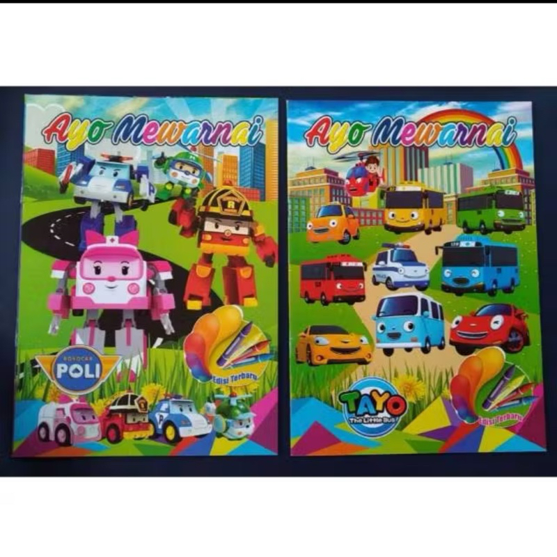 Buku Mewarnai Anak 12 Halaman Karakter Kartun