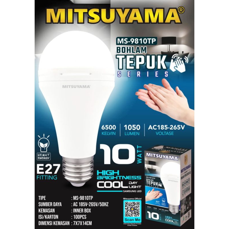 Mitsuyama 10 Watt LED Clap Sensor Light Bulb Ms-9810TP | Shopee Singapore