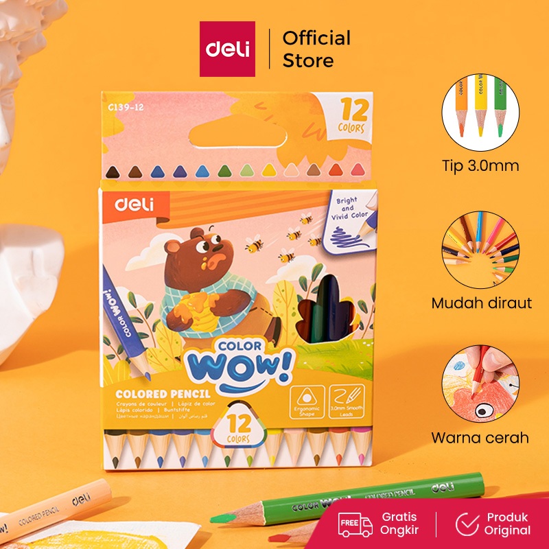 Deli Pensil Warna / Colored Pencil Warna Cerah Berkualitas EC139