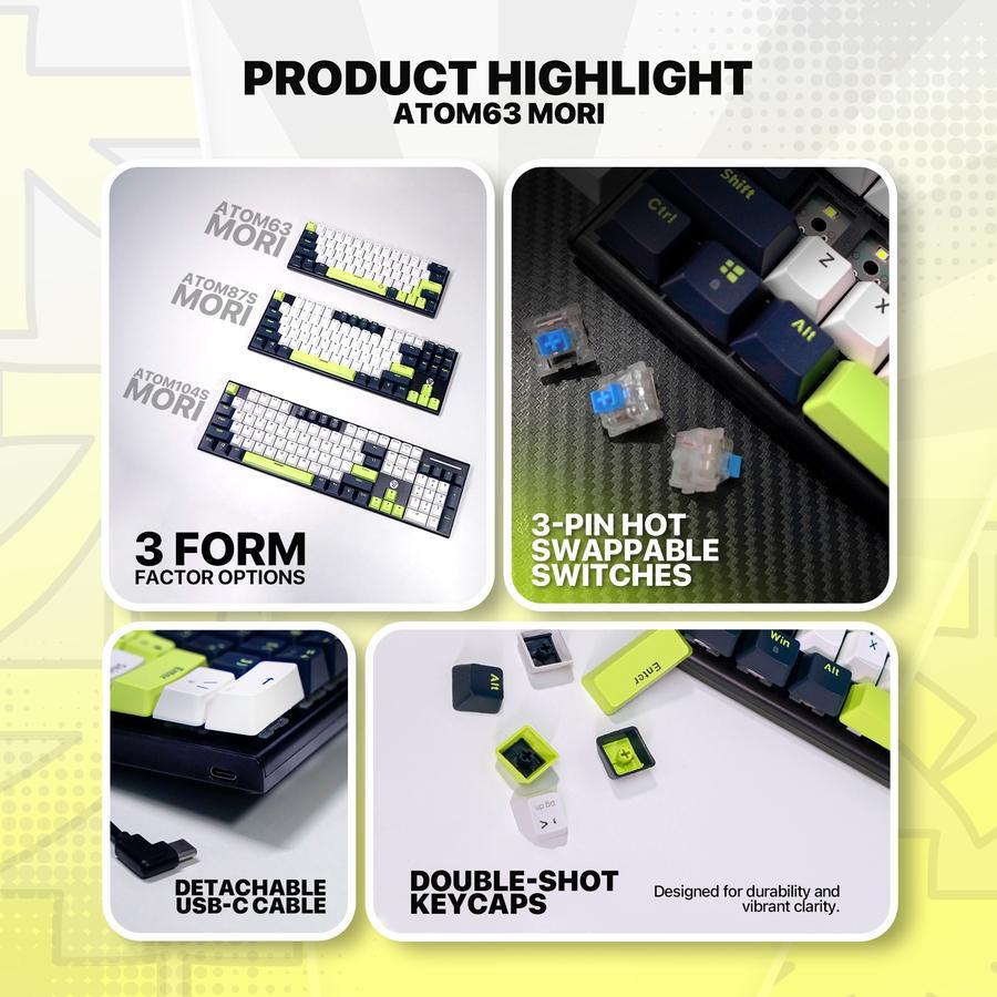 Fantech Atom63 / Atom-63 Mori / Atom81 / Atom-81 Mori / Atom96 / Atom-96 Mori / MK874-V2 / MK875-V2 / MK890-V2 Wired Mechanical Gaming Keyboard Mori Edition - Gambar 4