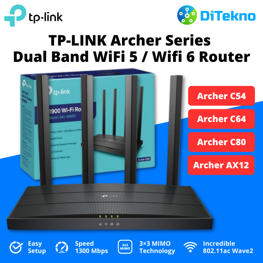 TP-Link Archer Dual Band Wifi Router 5Ghz/867Mbps 2.4GHz/300Mbps C54 ...