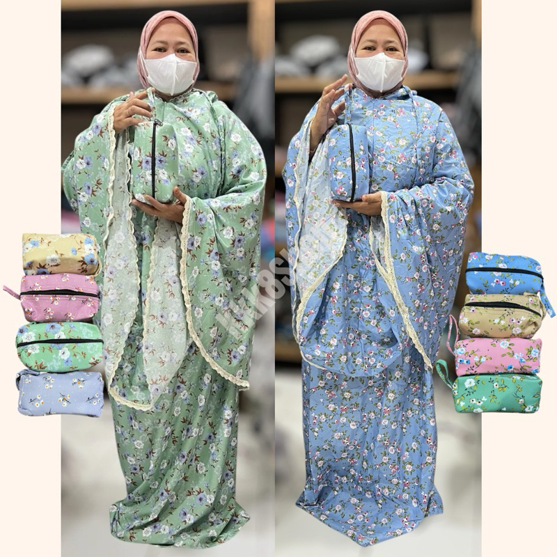 KATUN 2 in 1 Adult Prayer Robe Set Premium Floral Cotton Travel ...