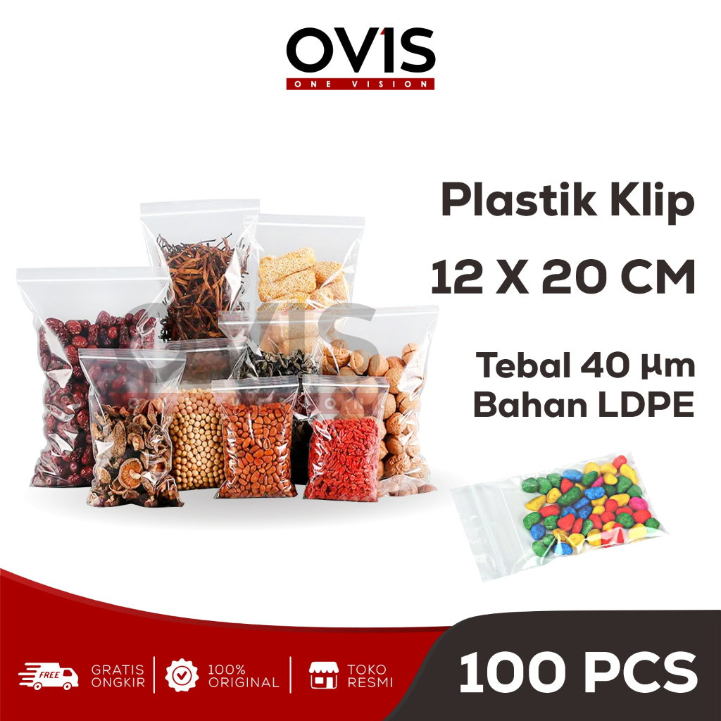 Plastik Klip 12x20 cm Ziplock Zipper Lock Kantong PE Obat Isi 100 Pcs