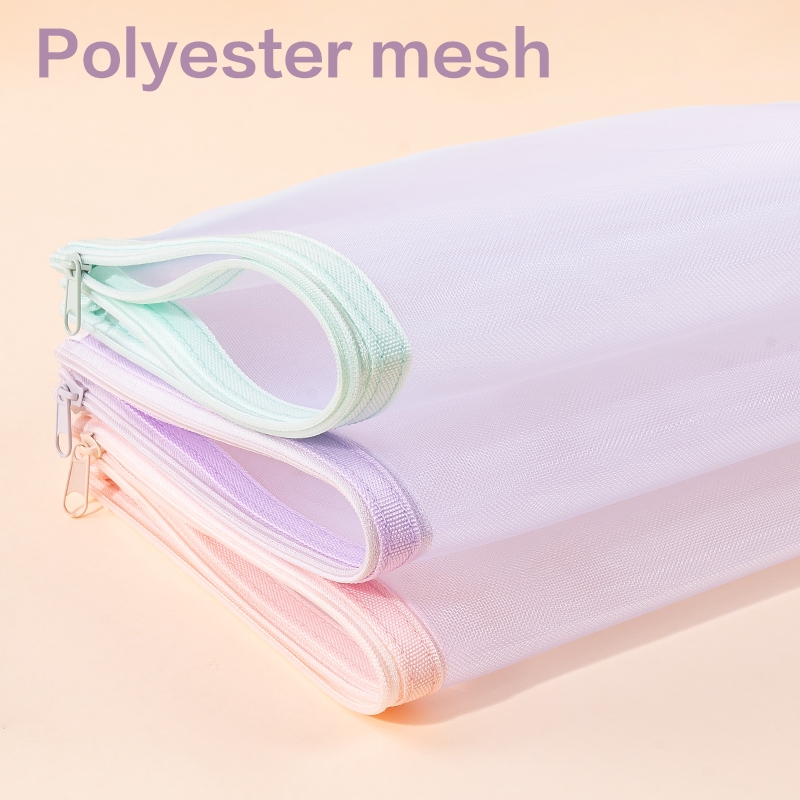 Deli Zip Bag Document Bag Pouch Transparan Serbaguna A4 Polyester Mesh Warna Pastel EF28X - Gambar 2