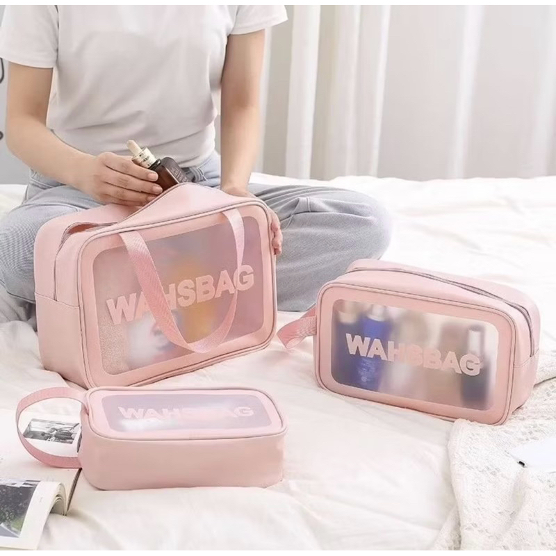 Pouch Kosmetik Transparan Pouch Traveling WashBag Travel Pouch Make Up - Gambar 2
