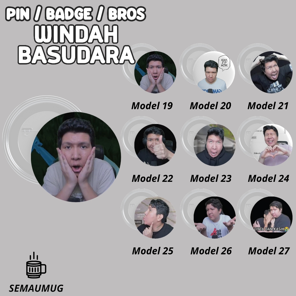 WINDAH BASUDARA BOCIL PIN GIFT ROUND BADGE BROOCH YOUTUBER INFLUENCER ...