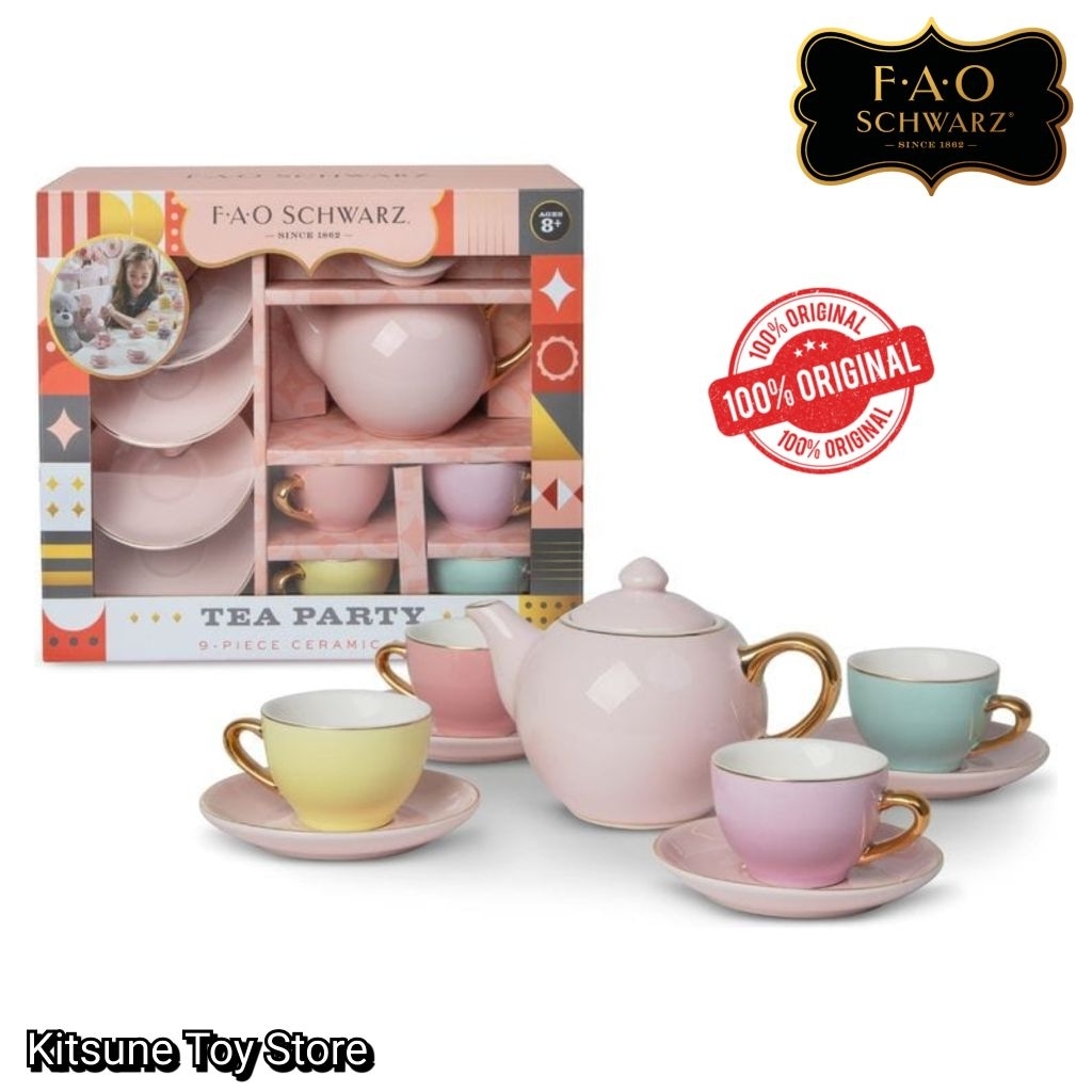 FAO Schwarz Tea Party 9 Piece Ceramic Traditional English Tea Set ...