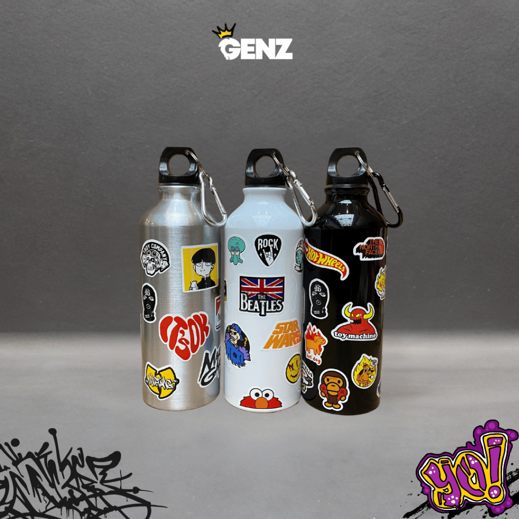 Botol Minum Sport Aesthetic Genz Carbiner Hype Stiker Premium 500 ML