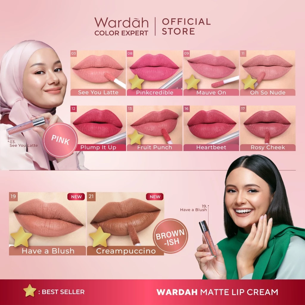 WARDAH Lip Cream - Matte Lip Cream 4 g Warna Intense dan Tahan Lama Matte Finish Teksture Creamy Liptint Lip Stain Lipstik Lip Tint Lip Matte Lipstick Lipcream Glossy Longlasting Waterproof Tahan Lama Two Tone Lip - Makeup - Gambar 4