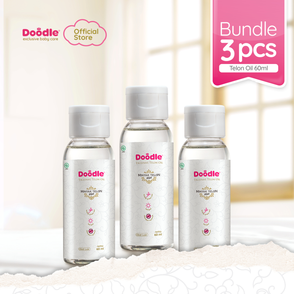 Bundle 3 Pcs Doodle Minyak Telon Bayi Wangi Greentea Ukuran 60 ML - Gambar 2