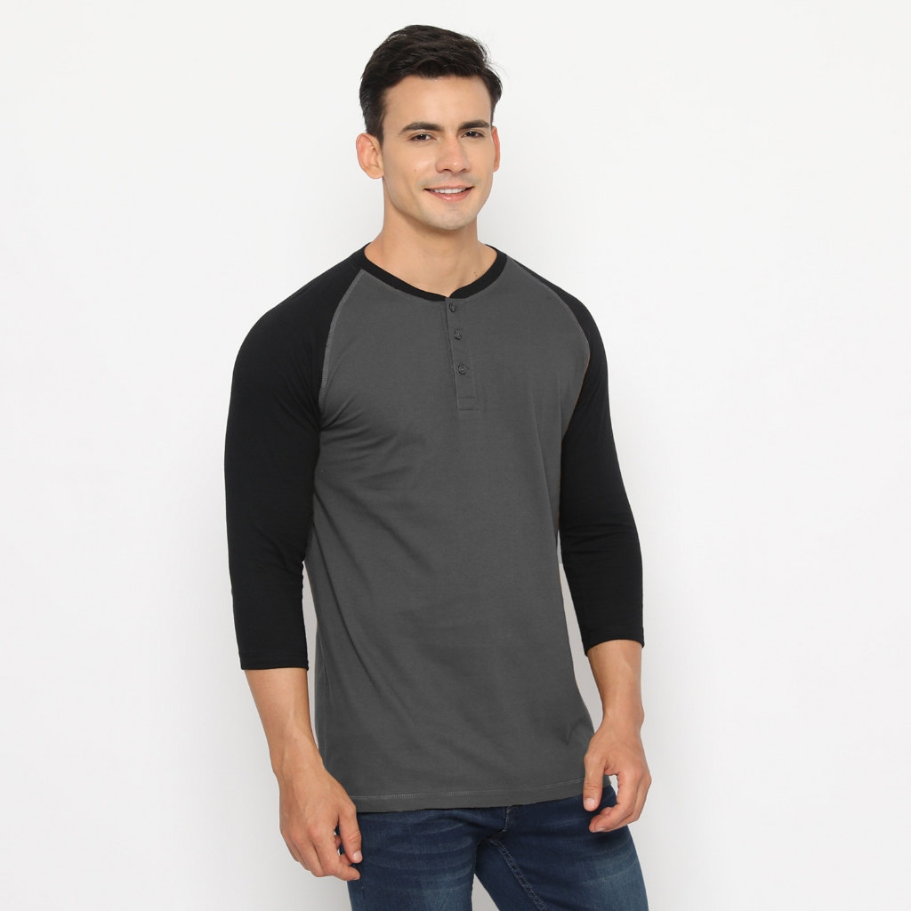 Rava - ORIGINAL PREMIUM Men's Raglan Henley Button T-Shirt | Shopee ...