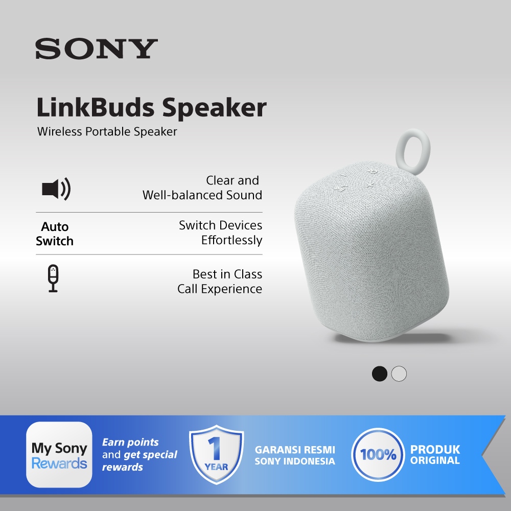 SONY SRS-LS1 LinkBuds Portable Wireless Speaker with X-Balanced Speaker, Auto Switch, Bluetooth 5.2, Long Battery Life 25h, Splashproof IPX4 - Gambar 3