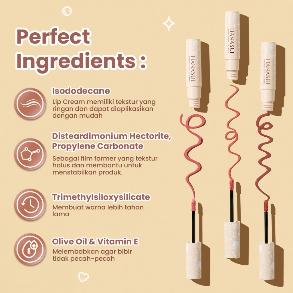 Hanasui Mattedorable Lip Cream Boba - Velvet Matte Finish Pigmented Long Lasting Double Moisturizing - Gambar 3