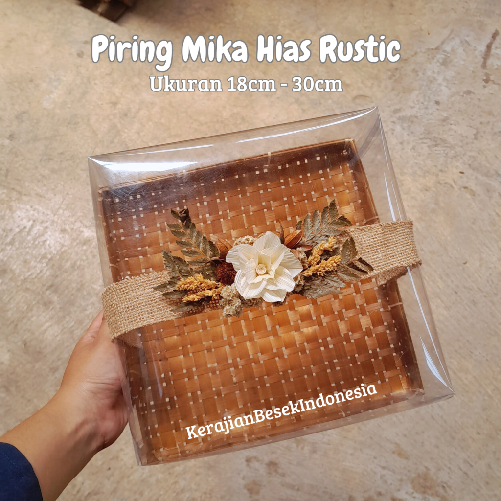 RUSTIC GIFT HAMPERS BOX (DECORATIVE MICA BOX PLATES WITH RIBBONS IN ...