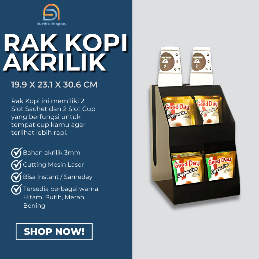 Acrylic Coffee Storage Rack | Acrylic Coffee and Cup Holder | Acrylic ...
