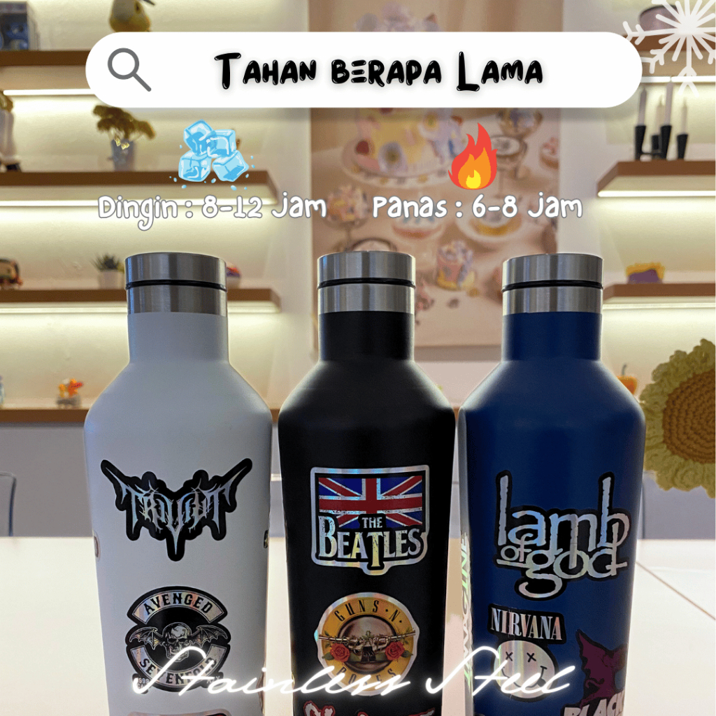 BOTOL MINUM TUMBLER STAINLESS CLASSIC BAND PREMIUM 500ML TAHAN PANAS DINGIN foto 3