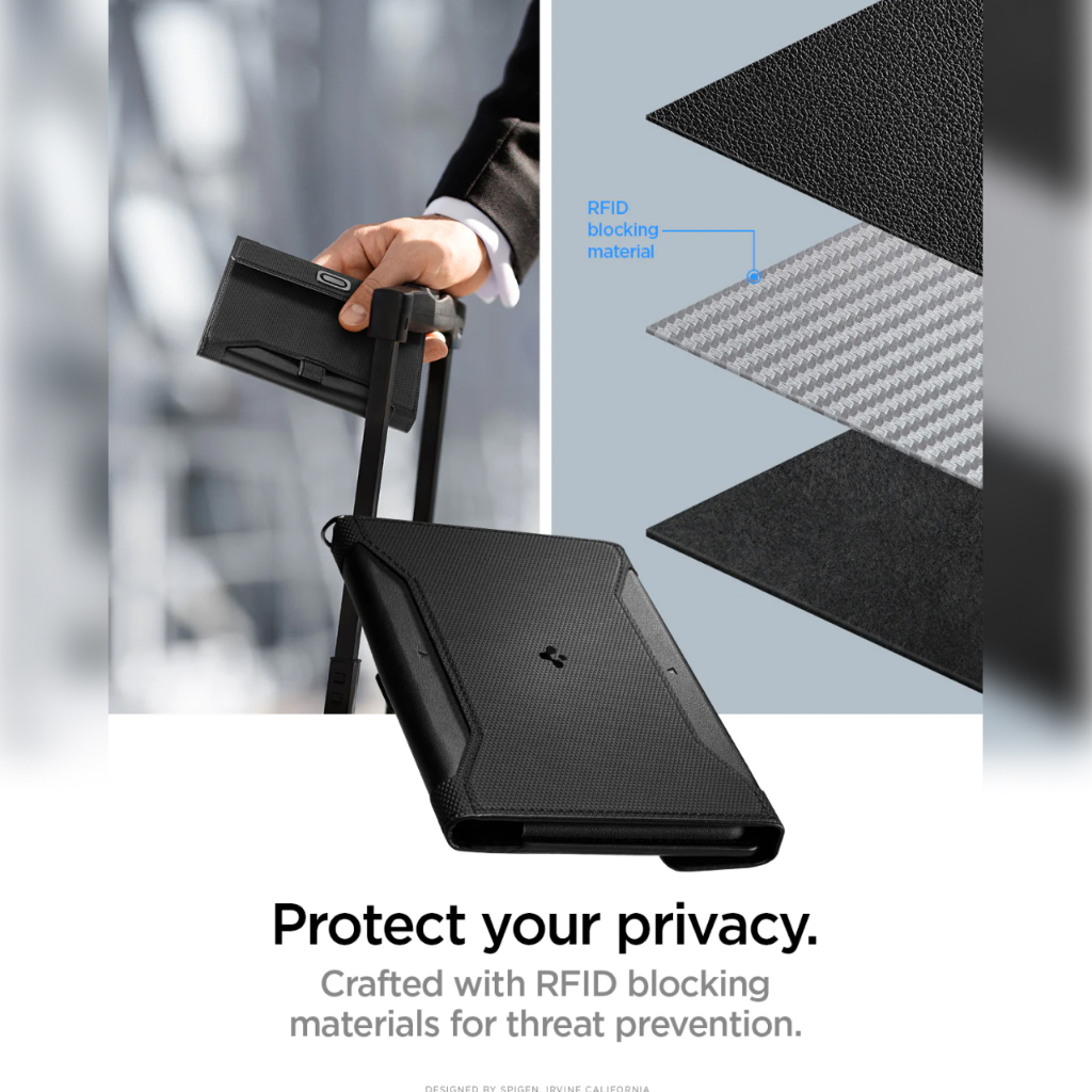 SPIGEN Passport Holder Dompet Paspor Card Slot Wallet Leather Pouch Passport Fabric RFID Card Holder - Gambar 3