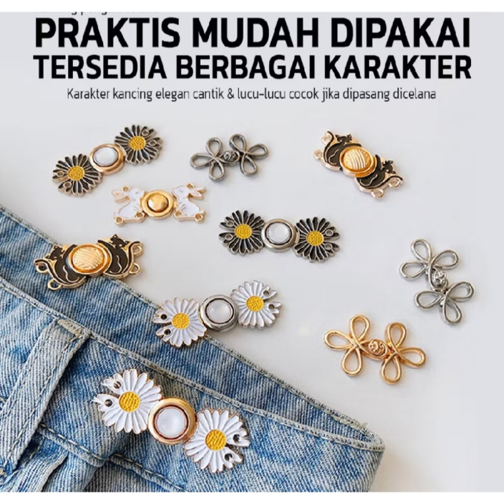 1PCS Kancing Celana Jeans Ajaib Motif Aksesoris Tambahan Pengait Pakaian Kebesaran Karakter Lucu Adjustable A080 - Gambar 2