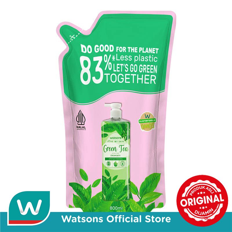 Watsons Green Tea Scented Cream Bath Pouch 800ml