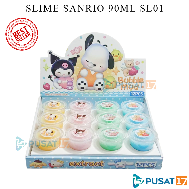PUSAT17 SL01 SLIME SANRIO 90ML SLIME KAPSUL WANGI MAINAN ANAK EDUKASI TIDAK BERACUN SLIME CUP MINI KARAKTER MILKY SLIME