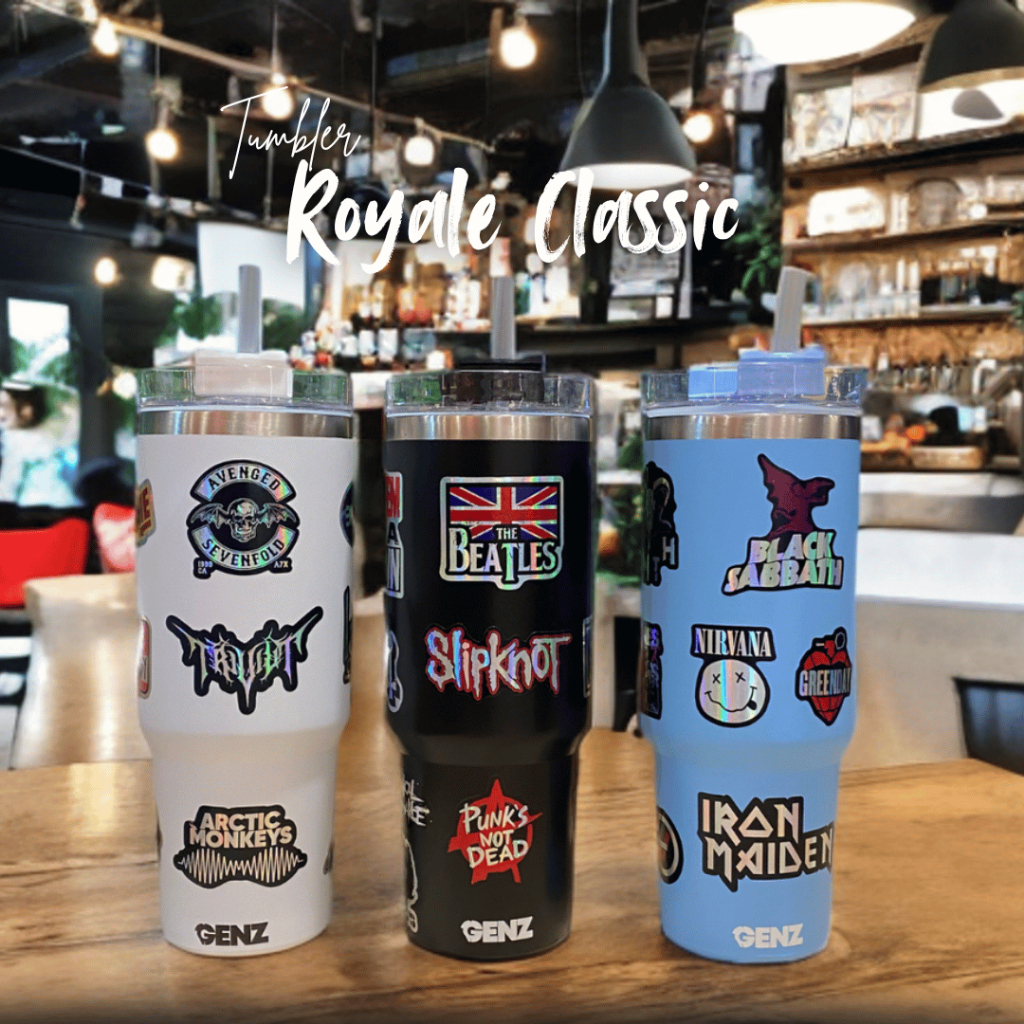 Tumbler Gagang Royale Classic 900ml Stainless Steel Tahan dingin stiker band random vinyl premium foto 2