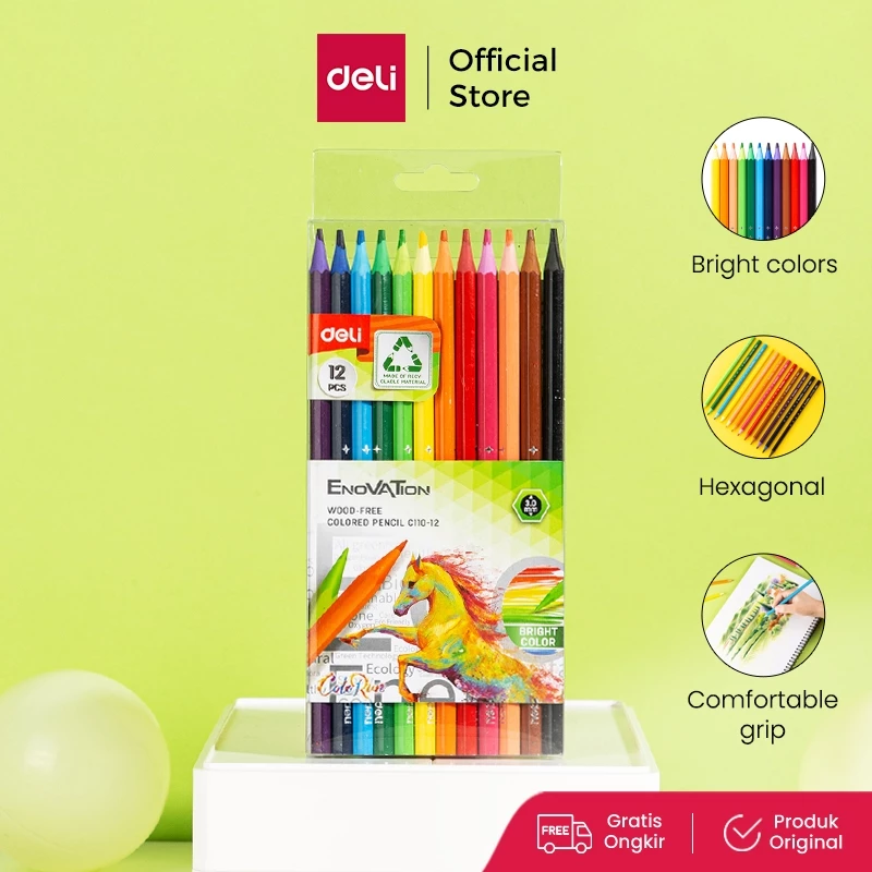 Deli Pensil Warna / Colored Pencil 12 Warna 3.0mm Lead EC110
