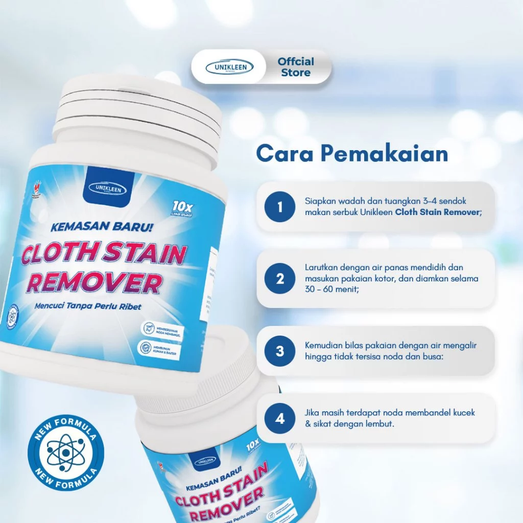 UNIKLEEN Paket Penghilang Jamur & Pencerah Warna Pakaian Tanpa Melunturkan Warna Pakaian / Cloth Stain Remover Pembersih penghilang noda pakaian / Oxy Booster Pencerah Warna Pakaian Anti Luntur - Gambar 4
