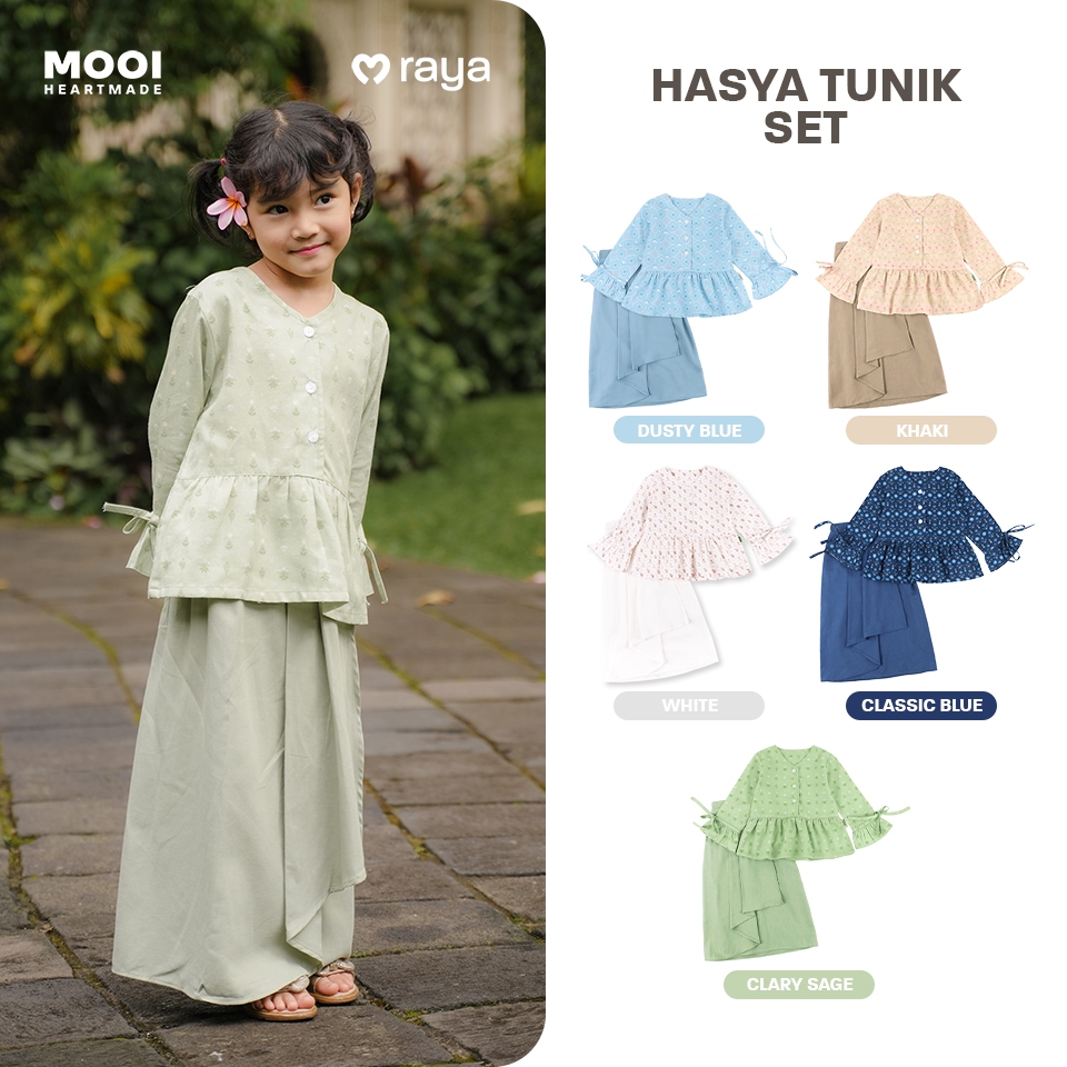 Mooi Girls' Raya Collection Hasya Tunic Set Raya Dress for Girls Kids ...
