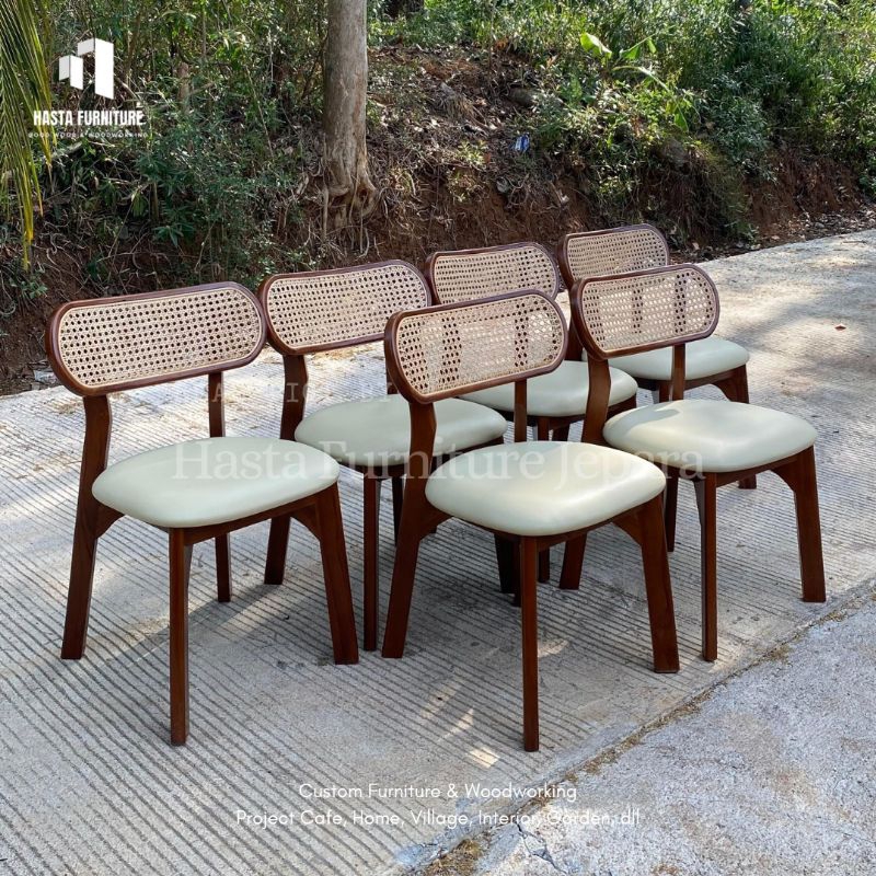 Cafe Resto Chairs - Rattan Woven Teak Bean Dining Chairs, Royal Foam ...