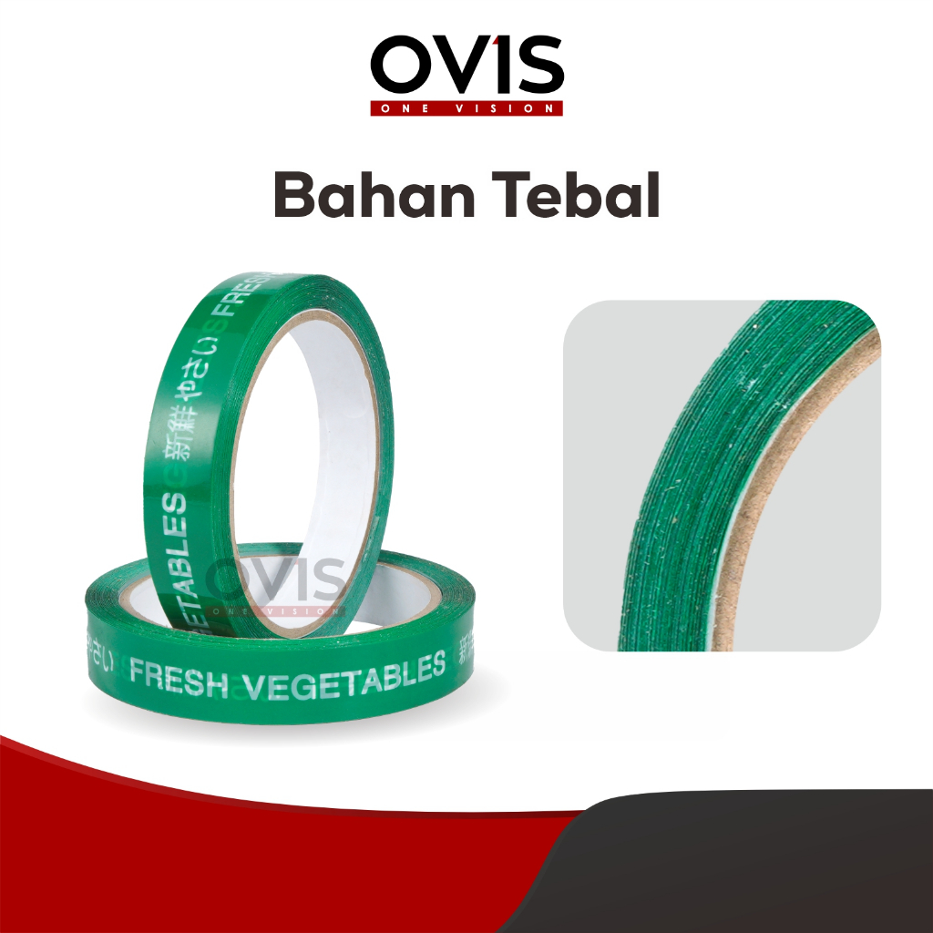 Lakban Sayur Buah Fresh Vegetable Fruit Isolasi Selotip Ovis 18 mm 50 Meter - Gambar 3