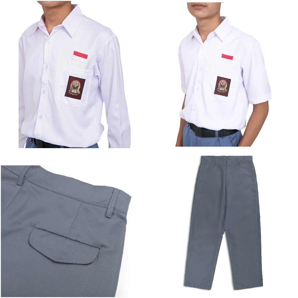 CELANA KEMEJA SERAGAM SEKOLAH SMA MA WARNA ABU DAN PUTIH BAHAN PREMIUM TEBEL DAN HALUS LEMBUT - Gambar 3