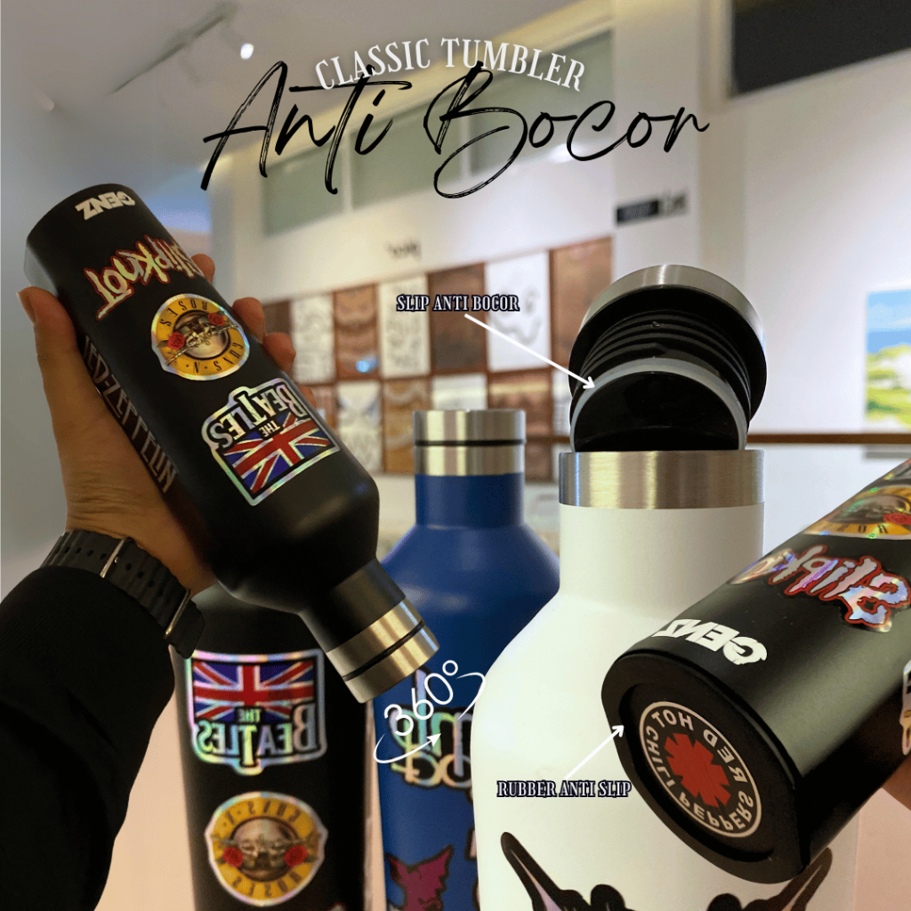 BOTOL MINUM TUMBLER STAINLESS CLASSIC BAND PREMIUM 500ML TAHAN PANAS DINGIN foto 4