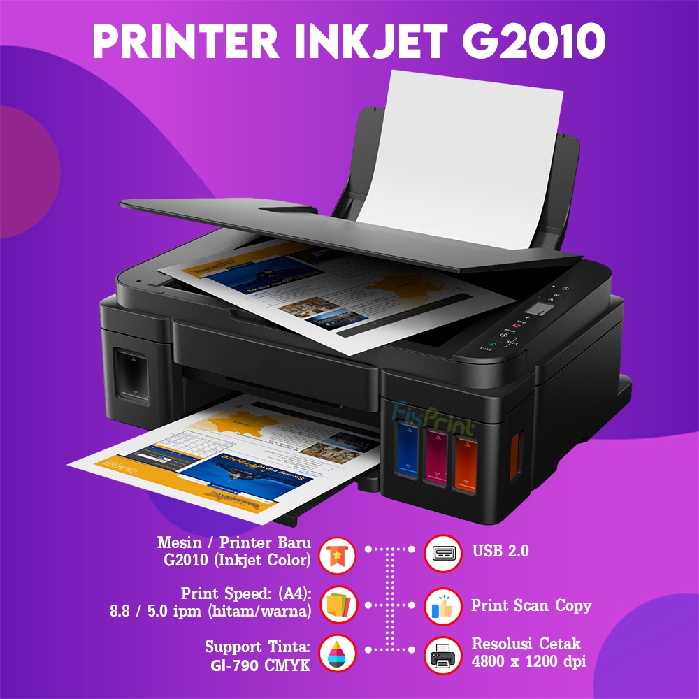Printer InkTank Pixma Canon G2010 / G2730 Black Purple / G2770 All In One Print Scan Copy Multifunctions Ink Tank G2010 G2770 G2730 AIO Multifungsi A4 Bergaransi Resmi / Canon Printer G1010 / G1020 A4 Color Inkjet / E470 WiFi