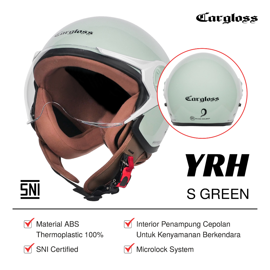 Cargloss YRH Hijab Retro Helm Half Face - Sage Green