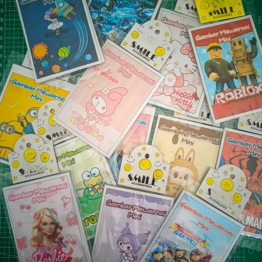 Mini Coloring Pictures with Various Cute Characters for Kids Contains 6 ...