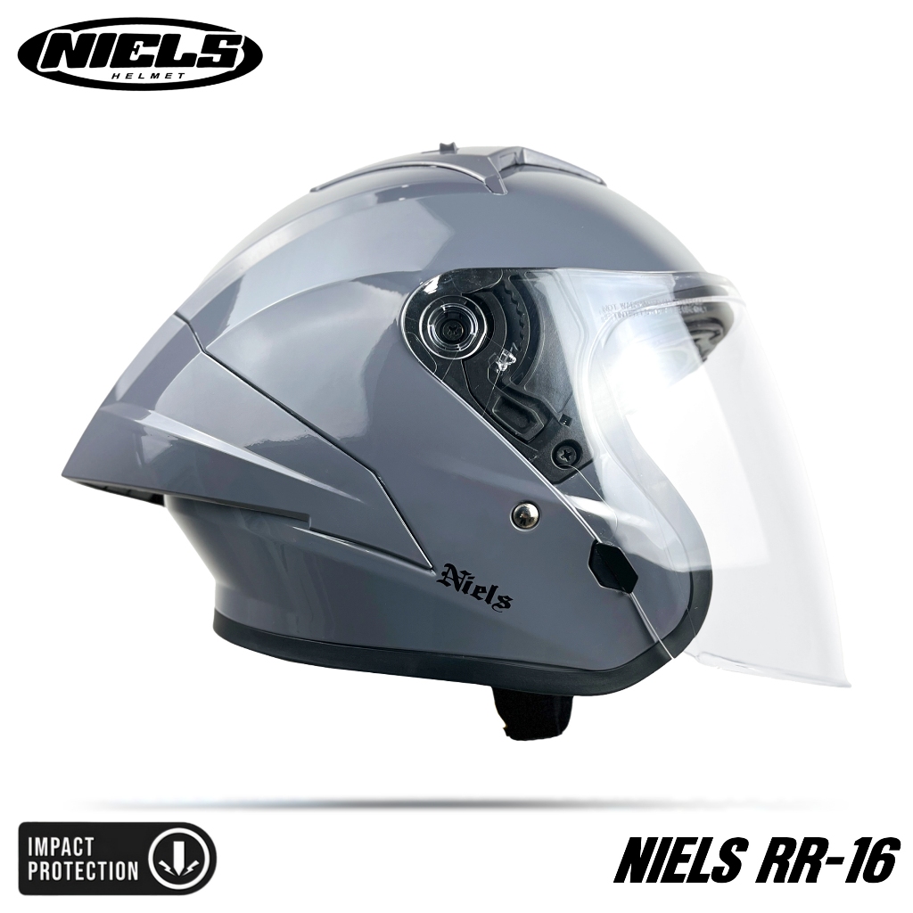NIELS - Helm Half Face RR16 Visor Bening Dewasa SNI Motorcycle - Gambar 3