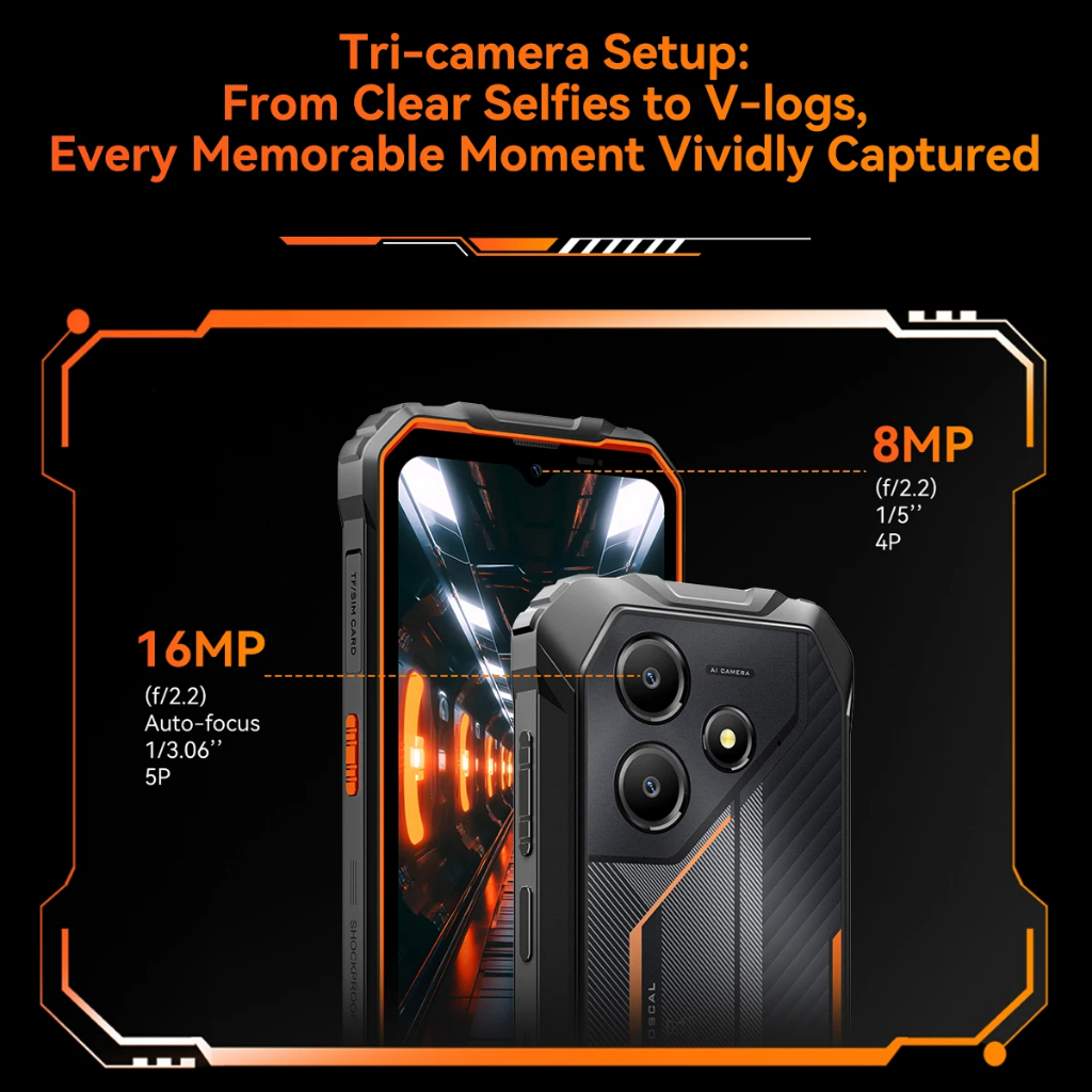 Blackview OSCAL Marine 2 Rugged Phone Android 15 AI 6.56 ''HD+ unioc T615 11000mAh NFC - Gambar 4