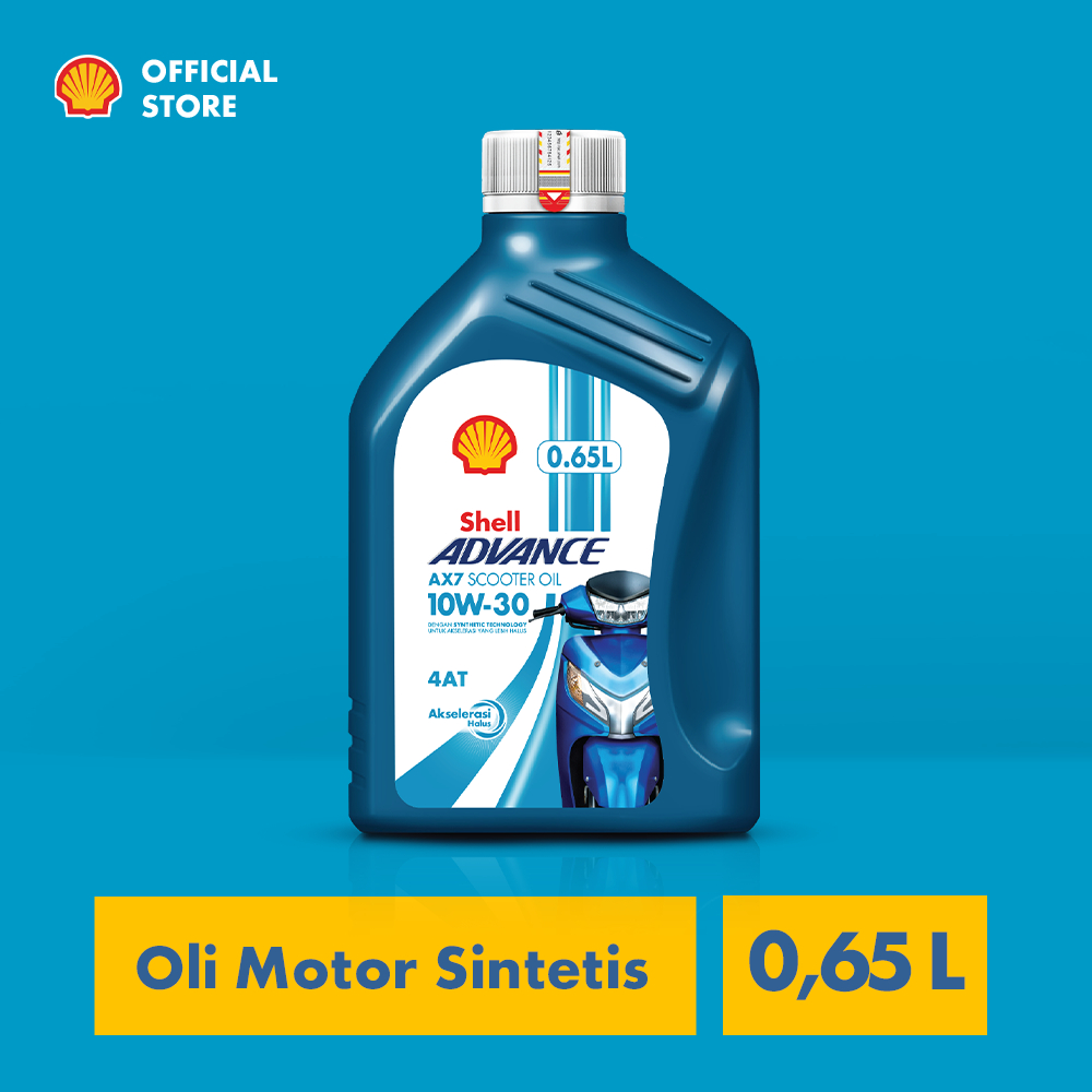 Oli Motor Shell Advance AX7 10W-30 (0.65L) – Synthetic Pelumas Mesin Motor Harian Matic Halus & Perlindungan Maksimal