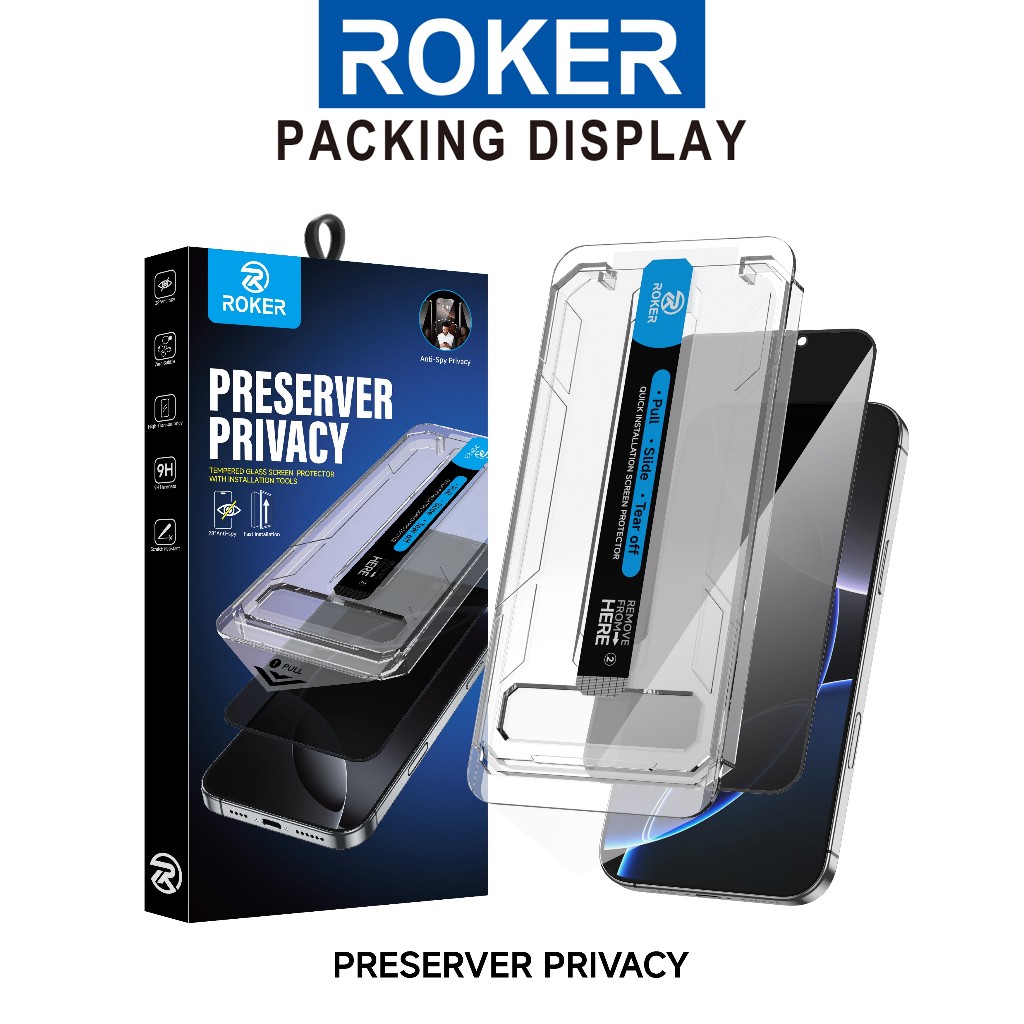 ROKER TEMPERED GLASS ULTRA HD CLEAR AND ANTI SPY /PRIVACY MATTE / ANTIGORES /PELINDUNG LAYAR IPHONE - Gambar 4