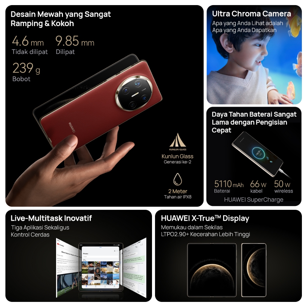 [8.8 s/d 20%*] HUAWEI Mate X6 Smartphone / Ultra Slim and Durable / Ultra Chroma Camera / Ultra-long Battery Life - Gambar 2