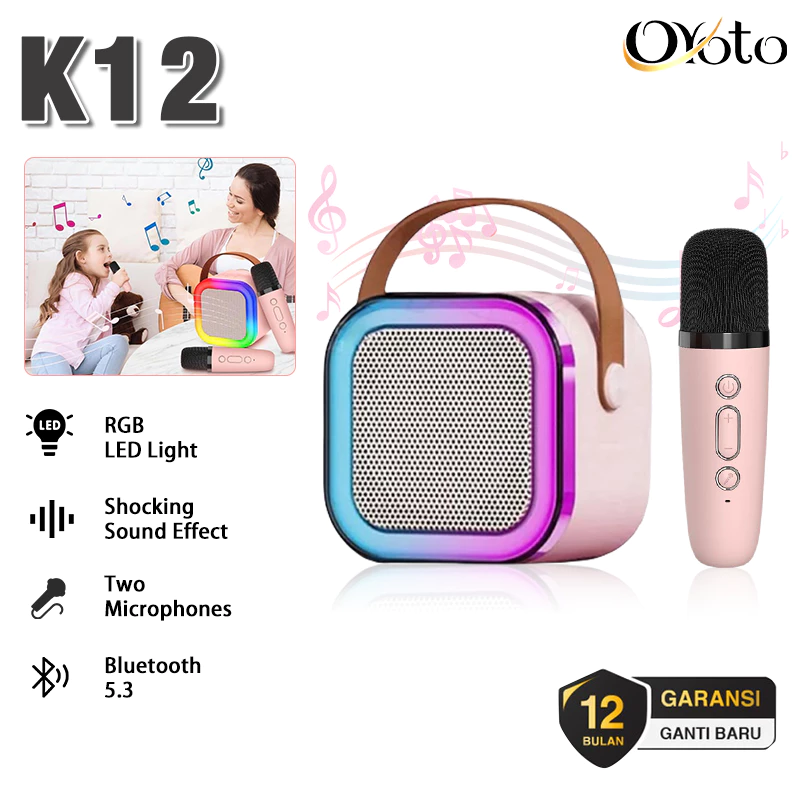 [COD] Karaoke Bluetooth Speaker Wireless With MIC RGB Light 3D Stereo Portable Home Party Speaker