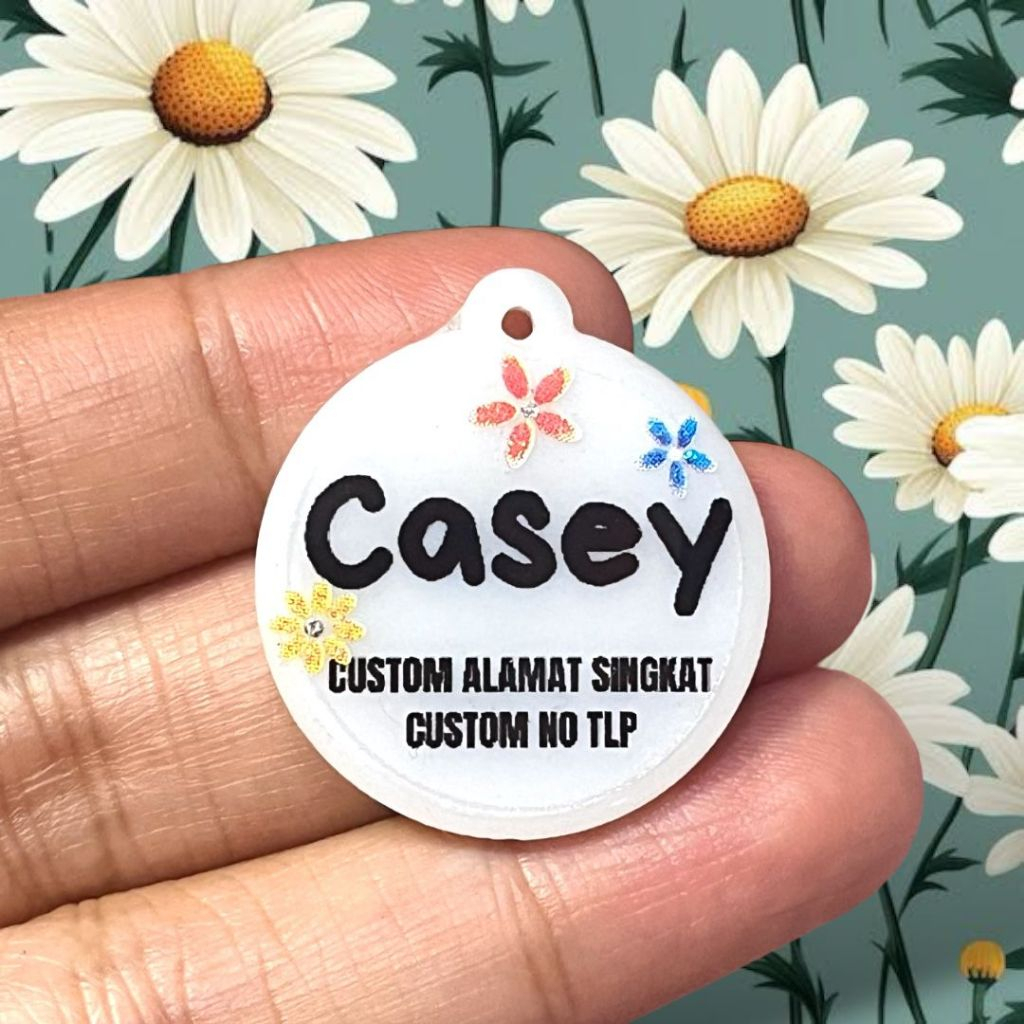 LIONTIN ONLY MOTIF BUNGA DAISY BISA CUSTOM NAMA ANABUL DAN IDENTITAS PEMILIK / AKSESORIS KALUNG KUCING