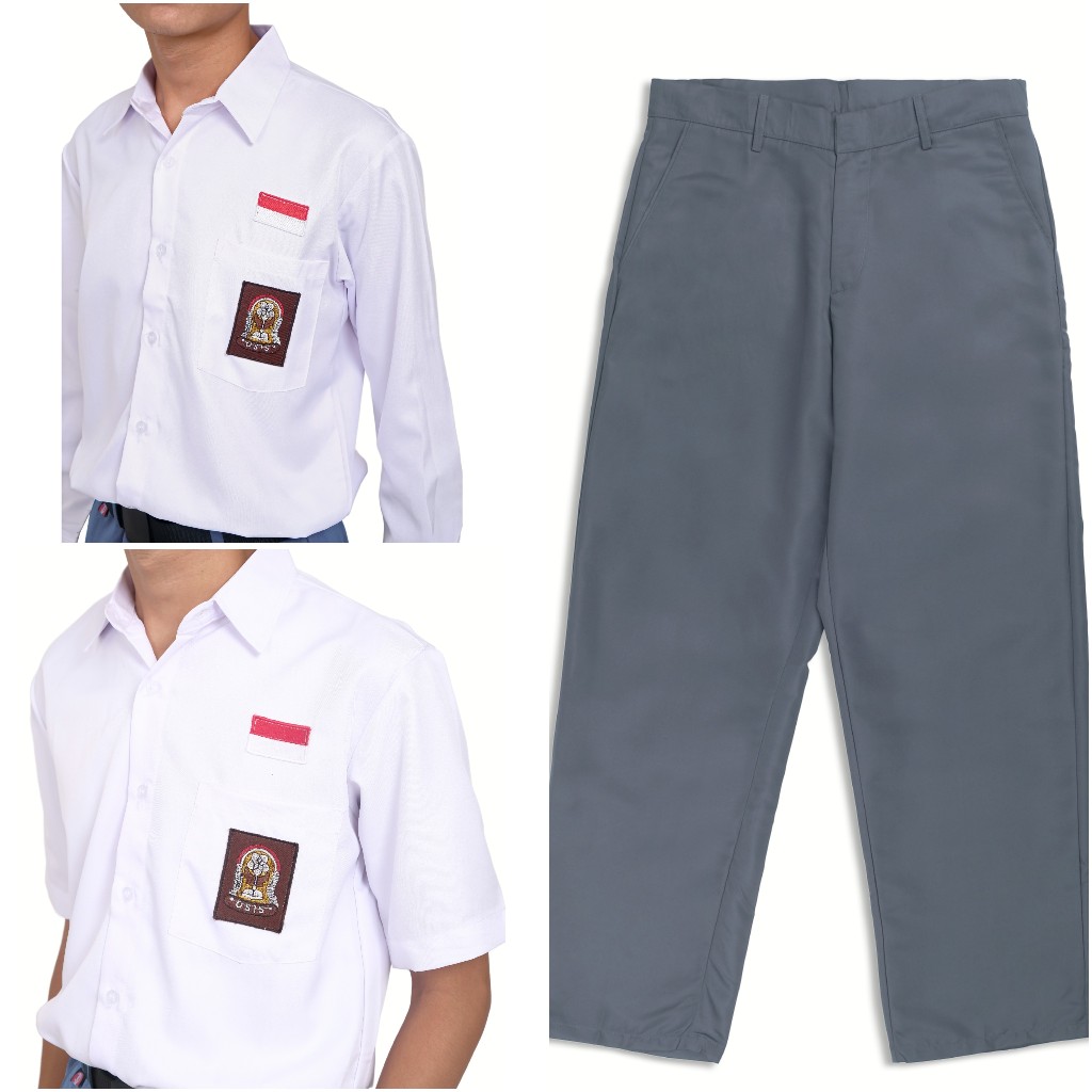 CELANA KEMEJA SERAGAM SEKOLAH SMA MA WARNA ABU DAN PUTIH BAHAN PREMIUM TEBEL DAN HALUS LEMBUT