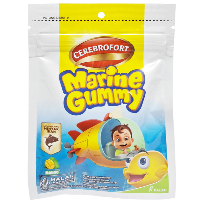 CEREBROFORT MARINE GUMMY MANGO 20 GUMMY / MULTIVITAMIN ANAK / DAYA TAHAN TUBUH ANAK - Gambar 2