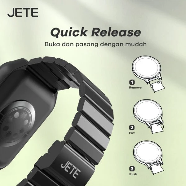 JETE Strap 09 Stainless Steel Metal Band for Smartwatch Garmin Apple Huawei - Quick Release 22mm - Gambar 4