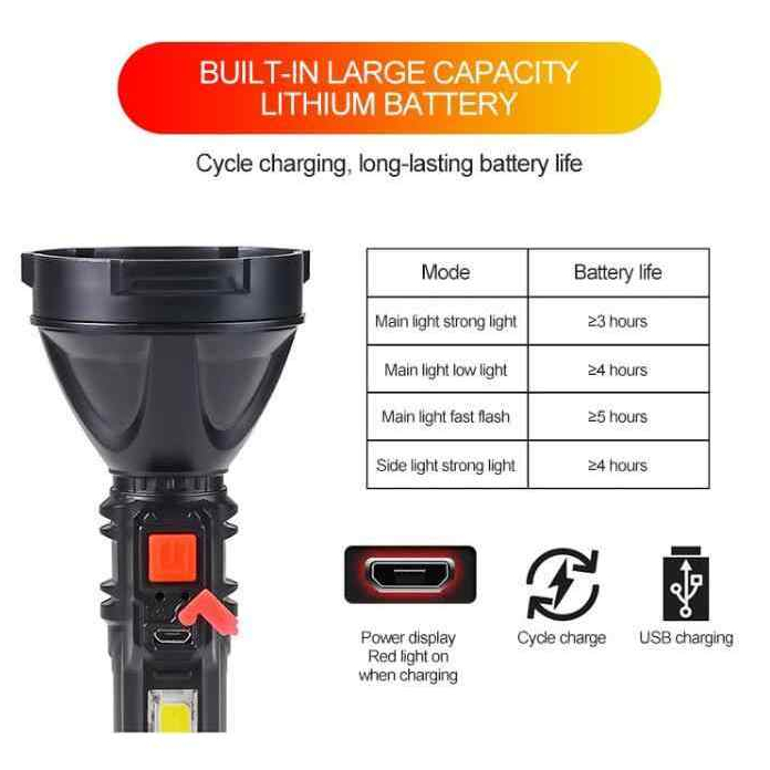 Senter LED Best Seller Jarak Jauh Senter Fokus Super Terang Senter L830 - Gambar 2
