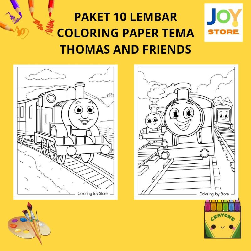 PACKAGE 10 Sheets Thomas And Friends Theme Coloring Paper Train Toys A4 ...