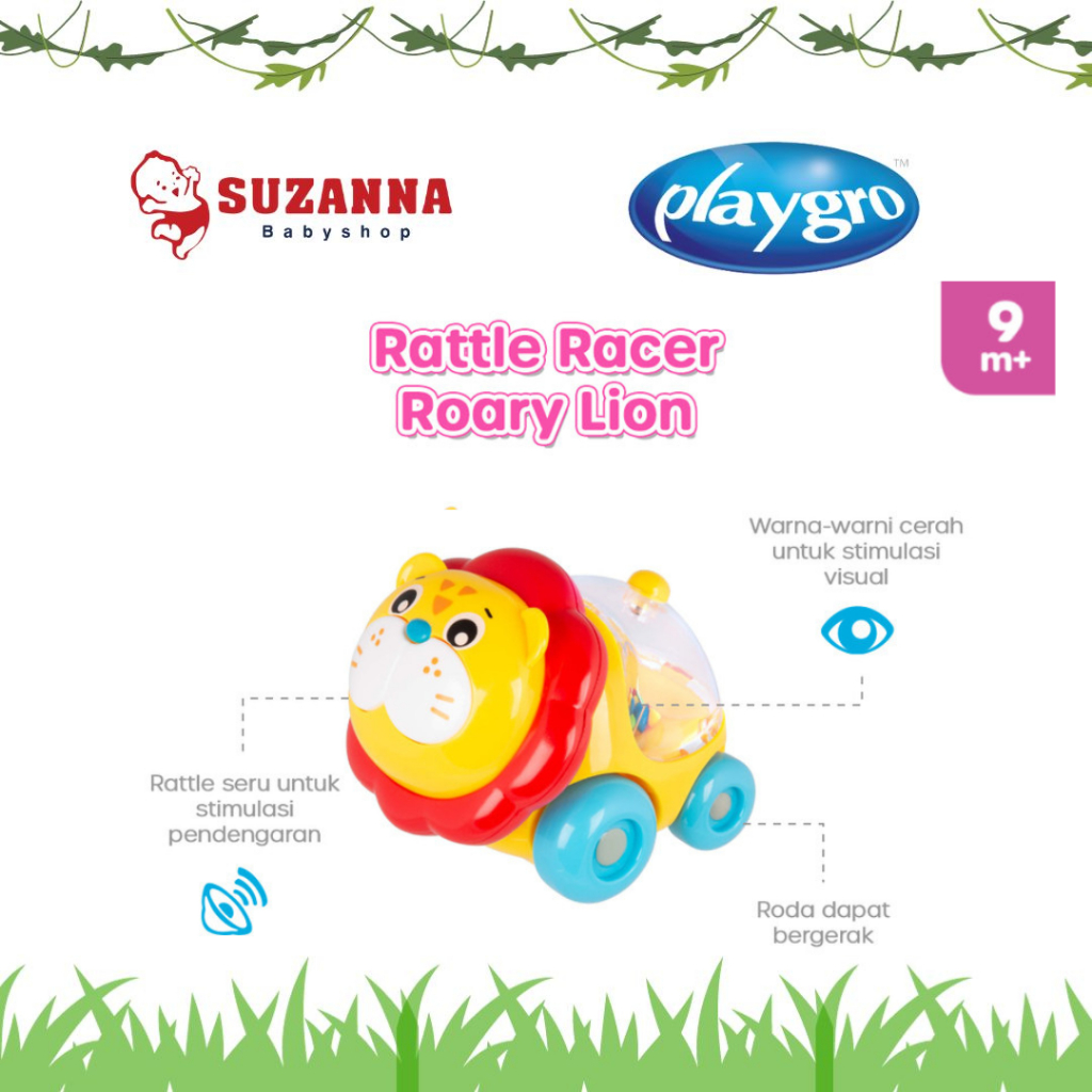 Playgro Rattle Racer Roary Lion - Sensory and Educational Toy for ...