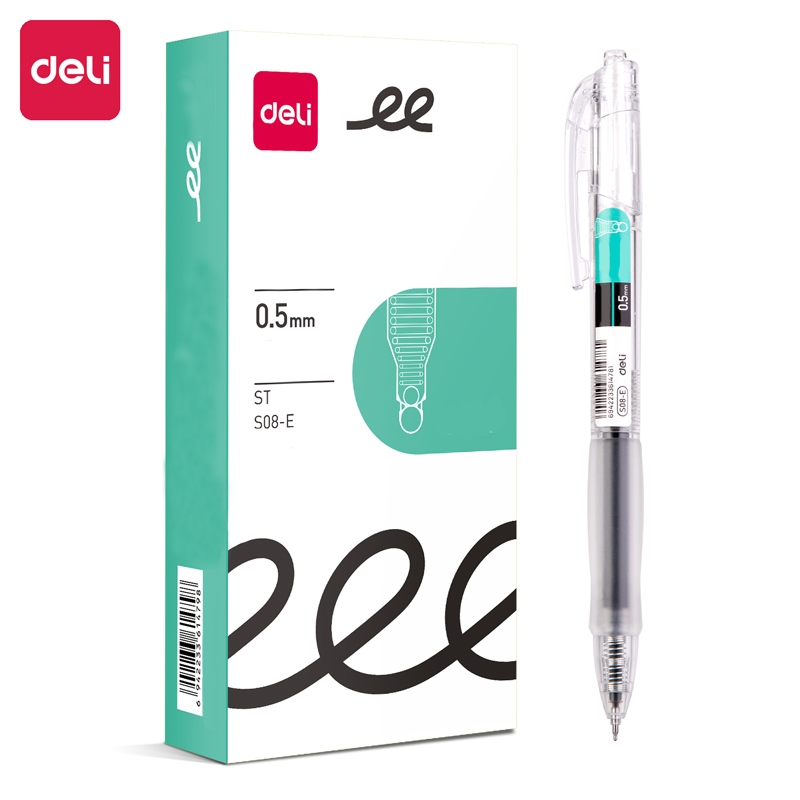 Deli Gel Pen / Pulpen Gel 0.5mm Tinta Hitam / Merah Isi 1 pcs Cepat Kering Tinta Banyak S08-E